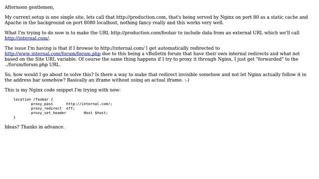 Nginx reverse proxy to external URL which have redirects in place смотреть онлайн