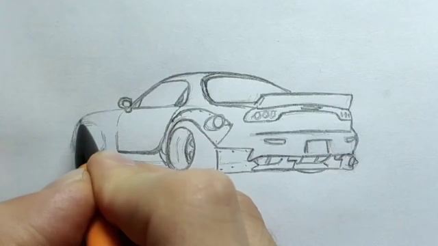 How To Draw A MAZDA RX-7 ROCKET BUNNY 1993 / Drawing 3d Car / Coloring Mazda Rx7 / Mazda Rx 7 2002