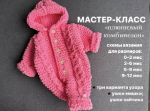 Мастер-класс по вязанию комбинезона от 0-3 мес; 3-6; 6-9 и 9-12 мес
