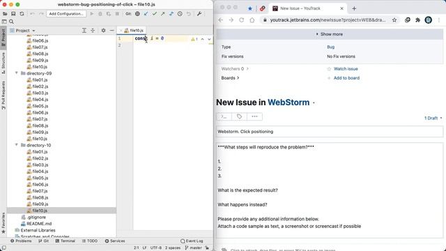 Webstorm. Click positioning bug смотреть онлайн