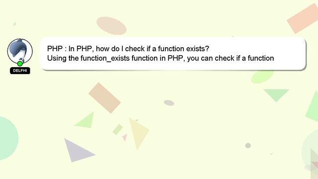 PHP : In PHP, how do I check if a function exists? смотреть онлайн