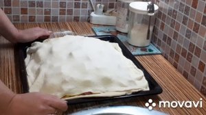 Пирог с картошкой и мясом/свинина/.