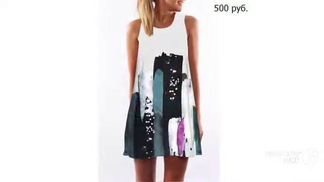Одежда с AliExpress Короткие шифоновые летние платья без рукавов свободного кроя смотреть онлайн