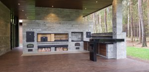 Зона барбекю из кирпича в беседке. Этапы реализации проекта. барбекю в современном стиле.