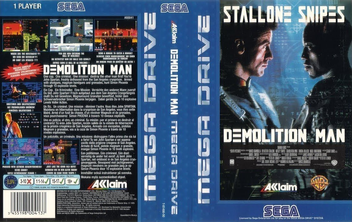 Sega Mega Drive 2 (Smd) 16-bit Demolition Man Полное Прохождение