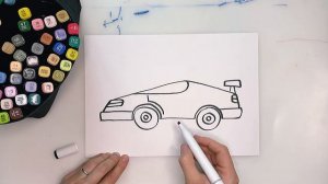 Рисуем гоночную машину. Как нарисовать машину. Урок рисования.  Drawing racing car.