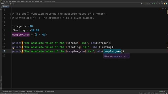 Python | Build-in Function abs() in Python explained. смотреть онлайн