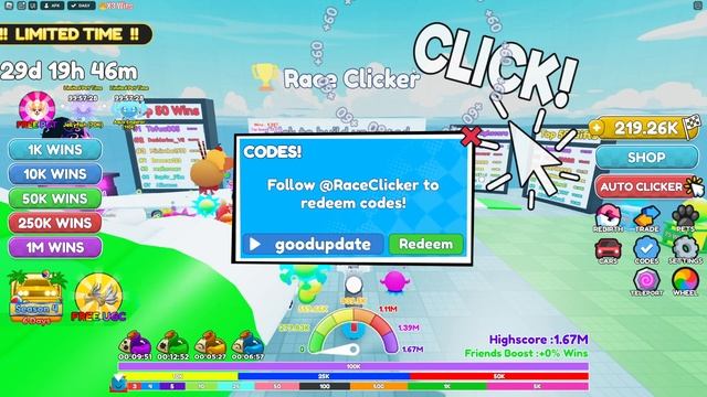 *NEW* ALL WORKING CODES FOR Race Clicker IN SEPTEMBER 2023! ROBLOX Race Clicker CODES смотреть онлайн