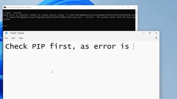 Python PIP Error: Fatal error in launcher: Unable to create process using..
