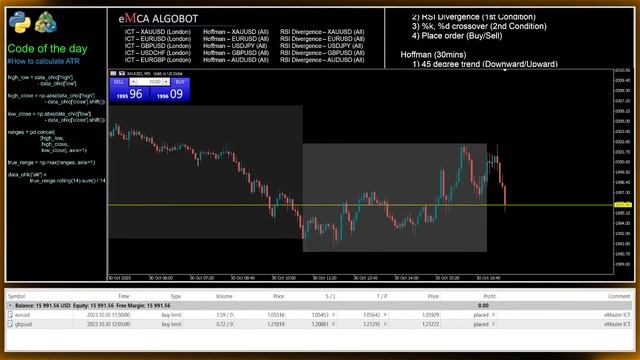 Live Forex & Gold Algo | Python + MT5 | ICT | Hoffman | RSI Divergence смотреть онлайн