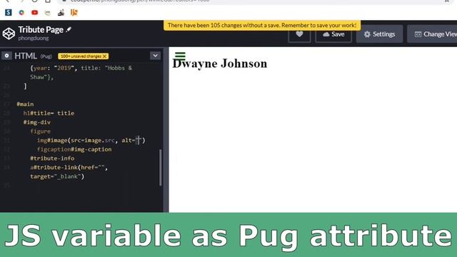JS Variable As Pug Attribute смотреть онлайн