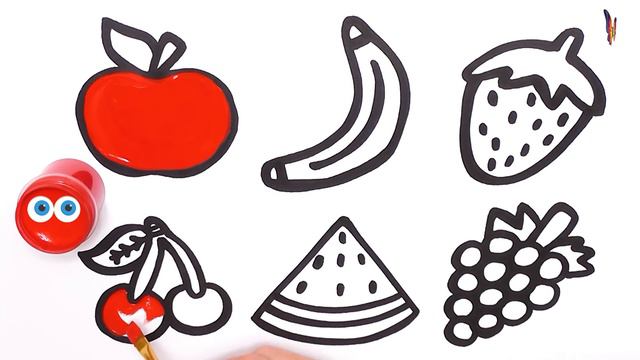 Учимся рисовать простые рисунки. Рисунок Раскраска Фрукты. смотреть онлайн