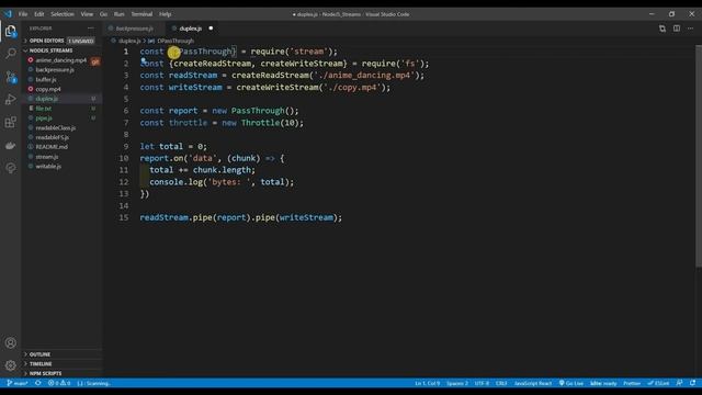Node JS - Pipe Duplex  Transform Streams