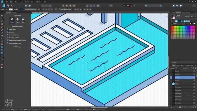 Isometric Fountains Illustration - Affinity Designer Speed Art смотреть онлайн