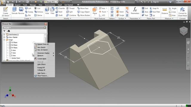 Dovetail Stop Guide (Video Tutorial) Autodesk Inventor смотреть онлайн