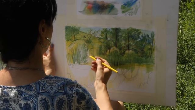 «Уроки рисования». Пейзаж акварельными карандашами (08.07.2016) смотреть онлайн