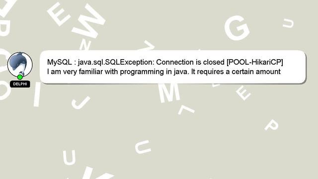 MySQL : java.sql.SQLException: Connection is closed [POOL-HikariCP] смотреть онлайн