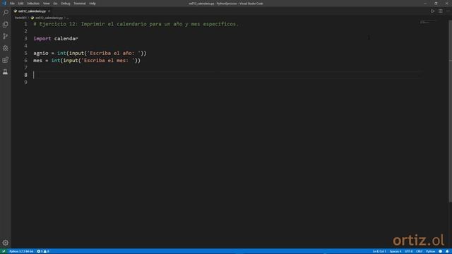 Python - Ejercicio 12: Imprimir el Calendario para un Año y Mes Específico смотреть онлайн