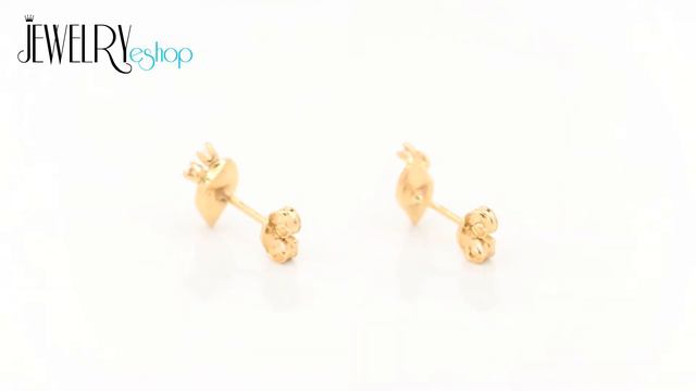 Jewellery - Diamond earrings made of yellow 14K gold - two clear brilliants, shniy leaf смотреть онлайн