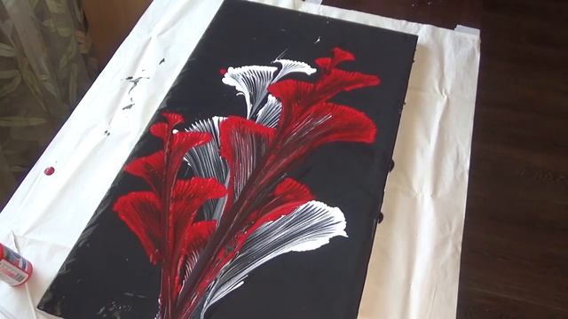 Интерьерная картина своими руками / абстрактные цветы цепью/ Заливка акрилом смотреть онлайн