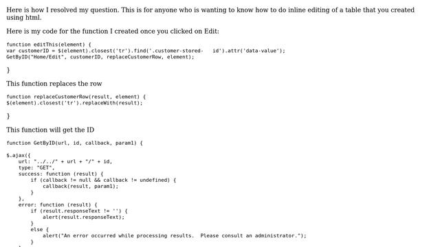 Editing A Table In MVC using Javascript смотреть онлайн