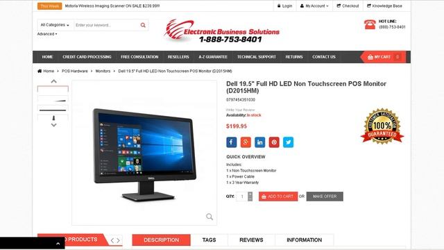 Dell 19.5" Full HD LED Non Touchscreen POS Monitor by Electronic Business Solutions смотреть онлайн