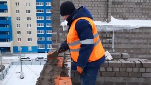 кладка кирпича в мороз!!! 1 класс!!! школа каменщика!!! ekol masson