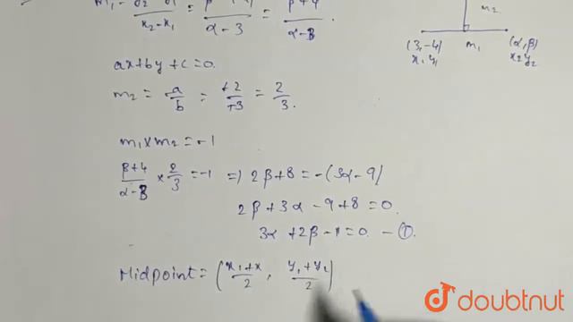 If `2x-3y-5=0` is the perpendicular bisector of the line segment joining | Class 11 Maths | Doubtnu смотреть онлайн