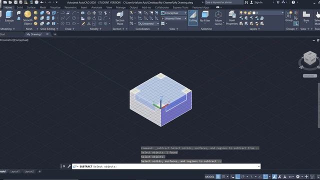 Practice Drawing 3D AutoCAD 2020 with Extruded and Boolean смотреть онлайн