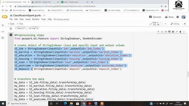 PySpark ML classification problem from scratch with Data pre-processing of categorical features. смотреть онлайн