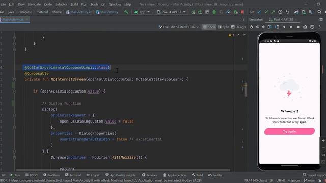 No Internet Connection UI Design - Compose UI UX (Full screen dialog) смотреть онлайн