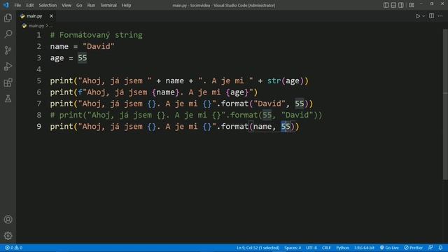 71. Python pro pokročilé - Zpět k základům - Formátovaný string s format() смотреть онлайн