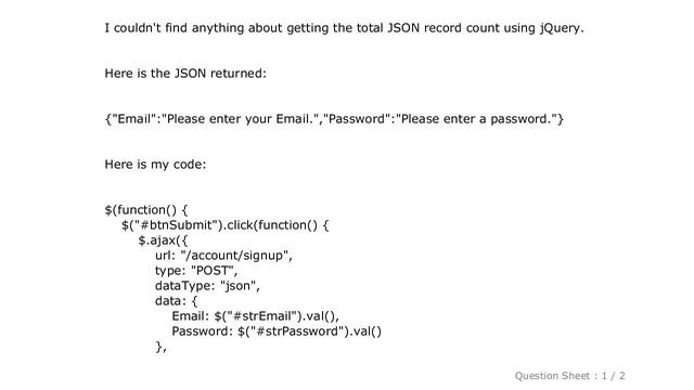 jQuery : How do I get the total Json record count using JQuery? смотреть онлайн