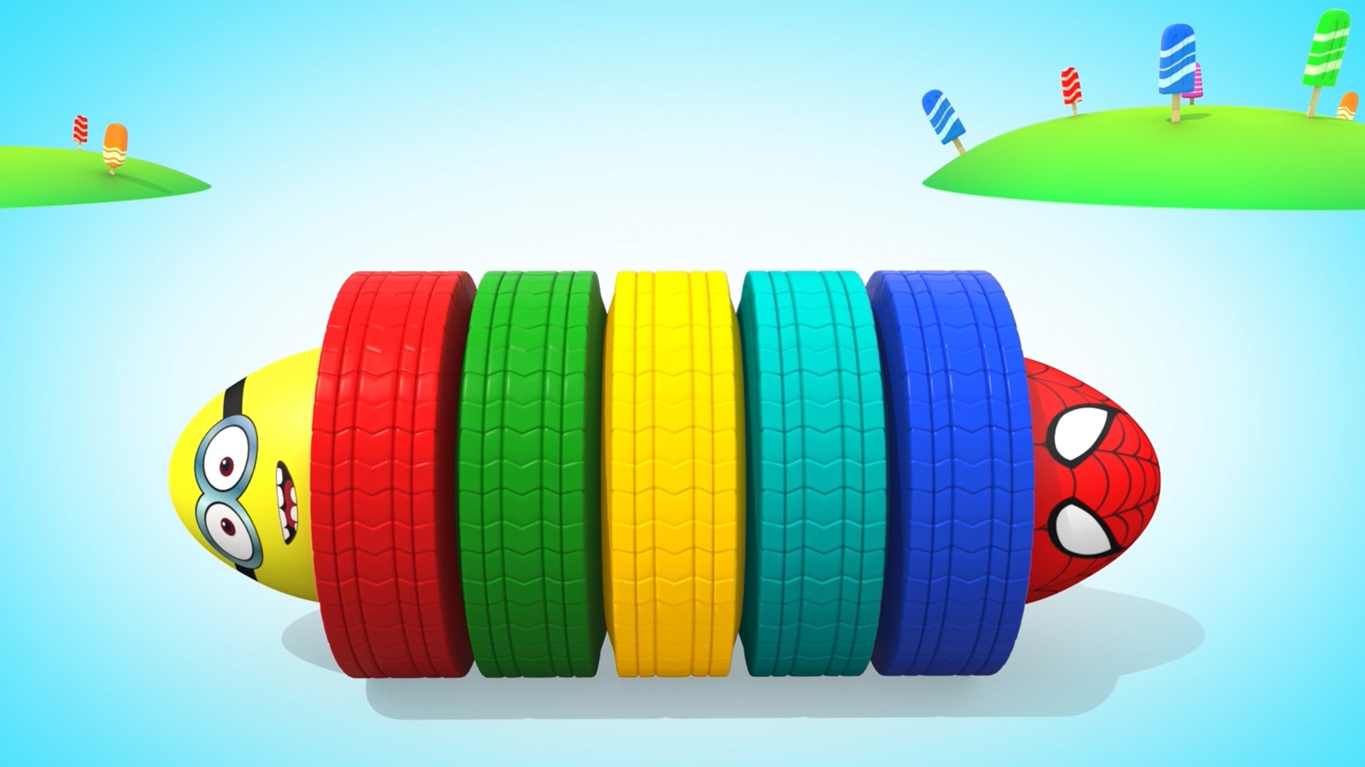 УЧИМ ЦВЕТА с Цветными Шинами и Яйцами с Сюрпризом  Обучающие мультфильмы