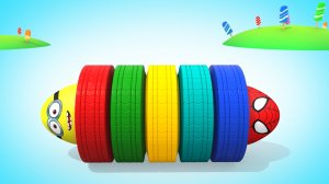 УЧИМ ЦВЕТА с Цветными Шинами и Яйцами с Сюрпризом  Обучающие мультфильмы