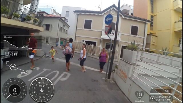 Gabicce Monte - Cattolica darsena by bicycle, 1080P 60 FPS + telemetry-data смотреть онлайн
