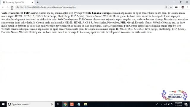 Class - 8 : Formatting Tags in HTML [ Gives Attractive look to your web Page ] смотреть онлайн