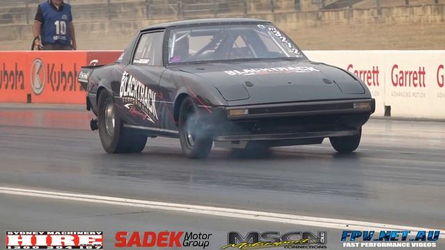 BLACK TRACK PERFORMANCE 2JZ POWERED RX7 7.18 @ 191 MPH смотреть онлайн