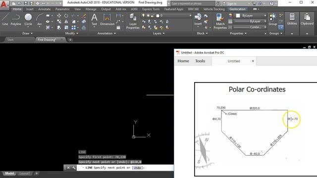 Getting Started with AutoCAD #3 "Lines using polar co-ordinates" смотреть онлайн