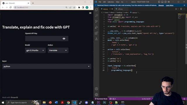 Code Translation App | ChatGPT and Streamlit – Tutorial смотреть онлайн