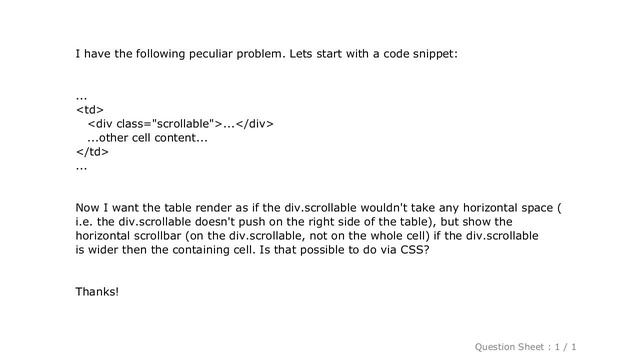 HTML : Horizontal scroll in table cell смотреть онлайн