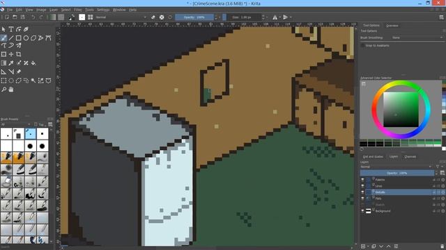 Pixel Art Isometric Crime Scene in Krita 4.2 смотреть онлайн