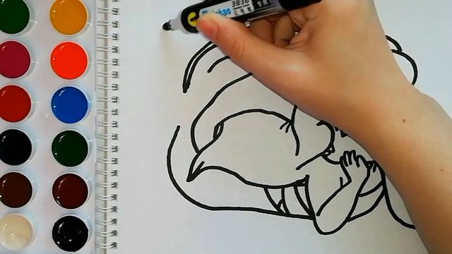 РУСАЛОЧКА АРИЭЛЬ. THE LITTLE MERMAID ARIEL. Раскраска для детей. Мультик - раскраска. Учим цвета. смотреть онлайн