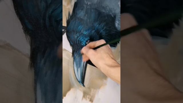 "Мудрый Ворон" размер холста 140х110, масло, золотая поталь. смотреть онлайн