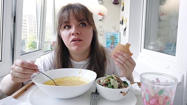 Мукбанг суп пюре из тыквы, сэндвич, салат Кобб | Под ваши истории😱 #мукбанг #обжор #кушаемвместе смотреть онлайн