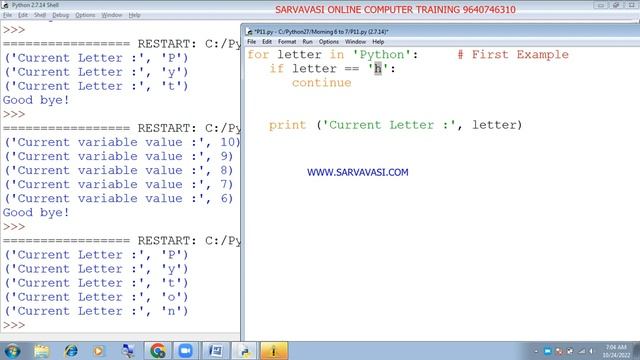 Online Core python(Continute Statement) Day-21 смотреть онлайн