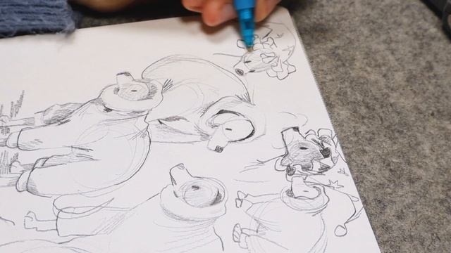 Filling a Sketchbook Page (with winter doggos!) // real-time sketchbook session! смотреть онлайн