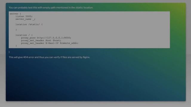 Verify that Nginx is serving static files instead of Flask смотреть онлайн