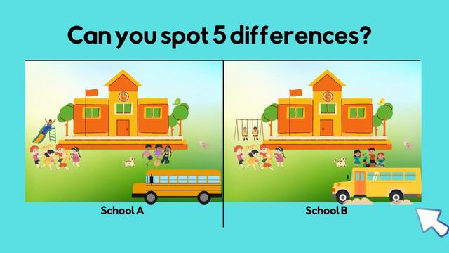 Spot 5 Differences Between Two Pictures | Classroom Objects
