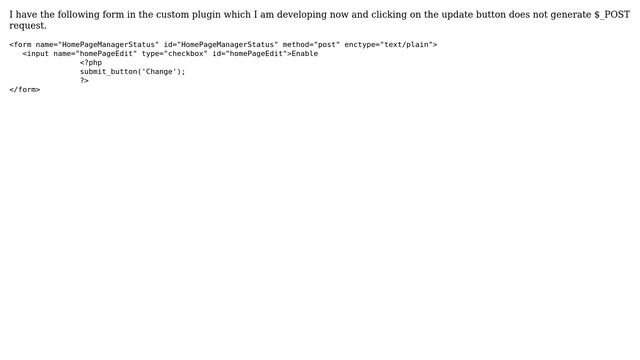Wordpress: form does not generate $_POST request смотреть онлайн
